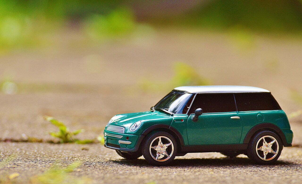 a small car on a road