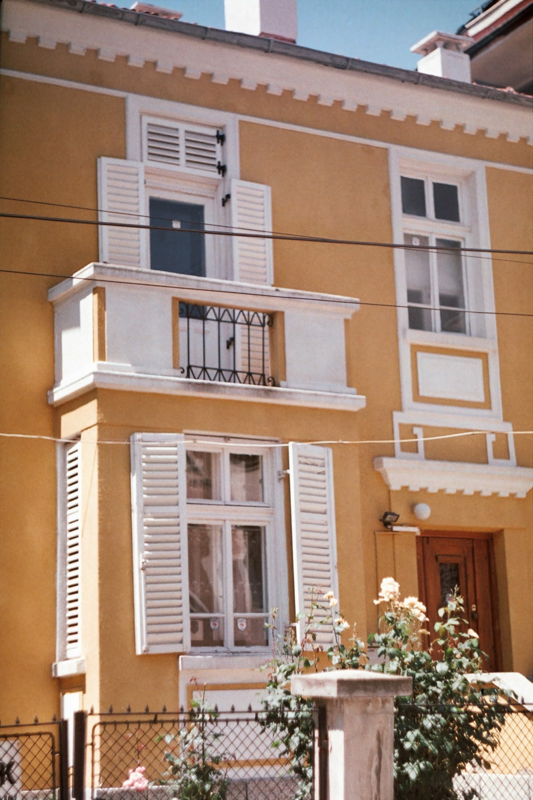 a building with a fence