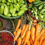 a table full of vegetables