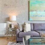 a living room with a couch and a coffee table