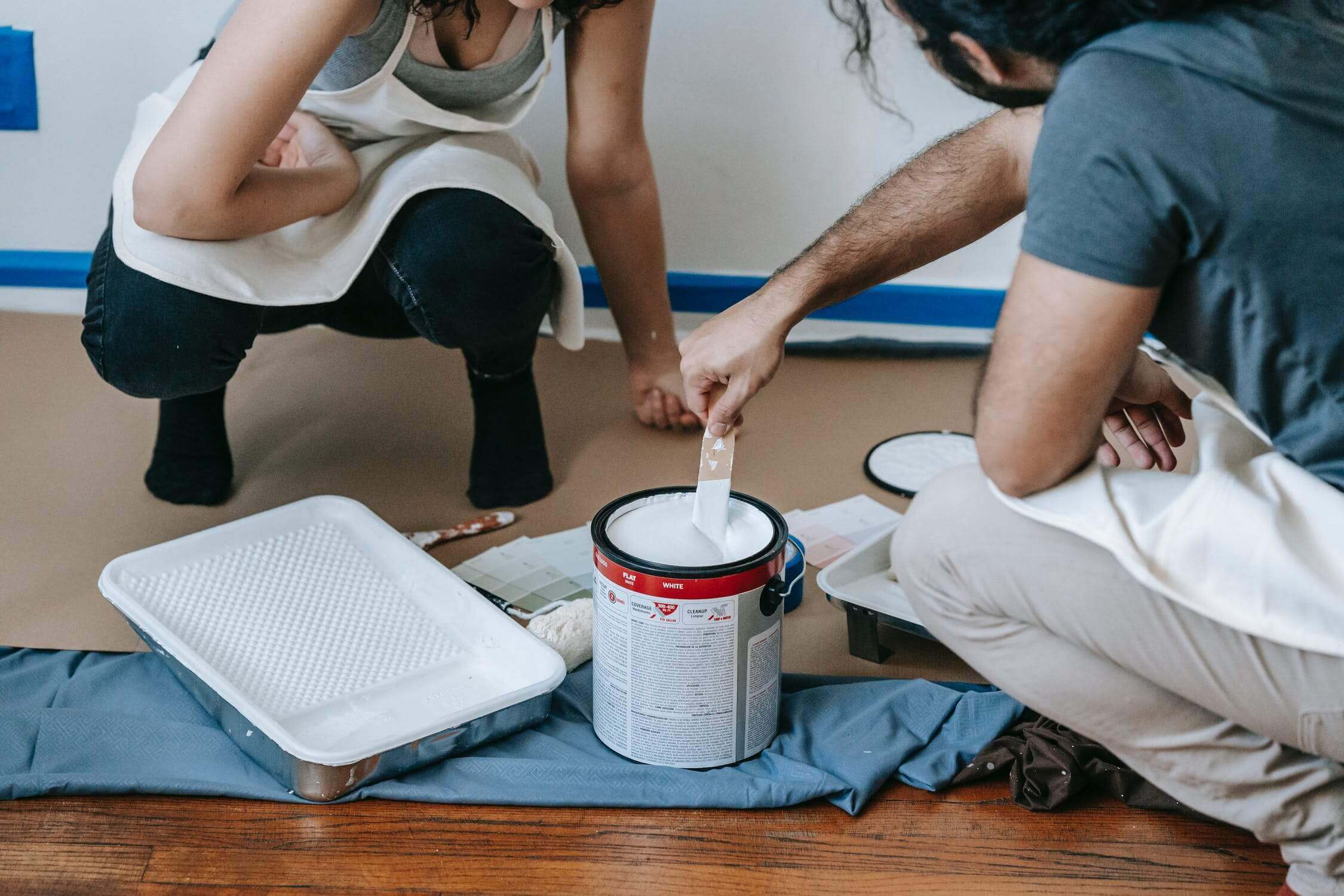 a few people working on a table