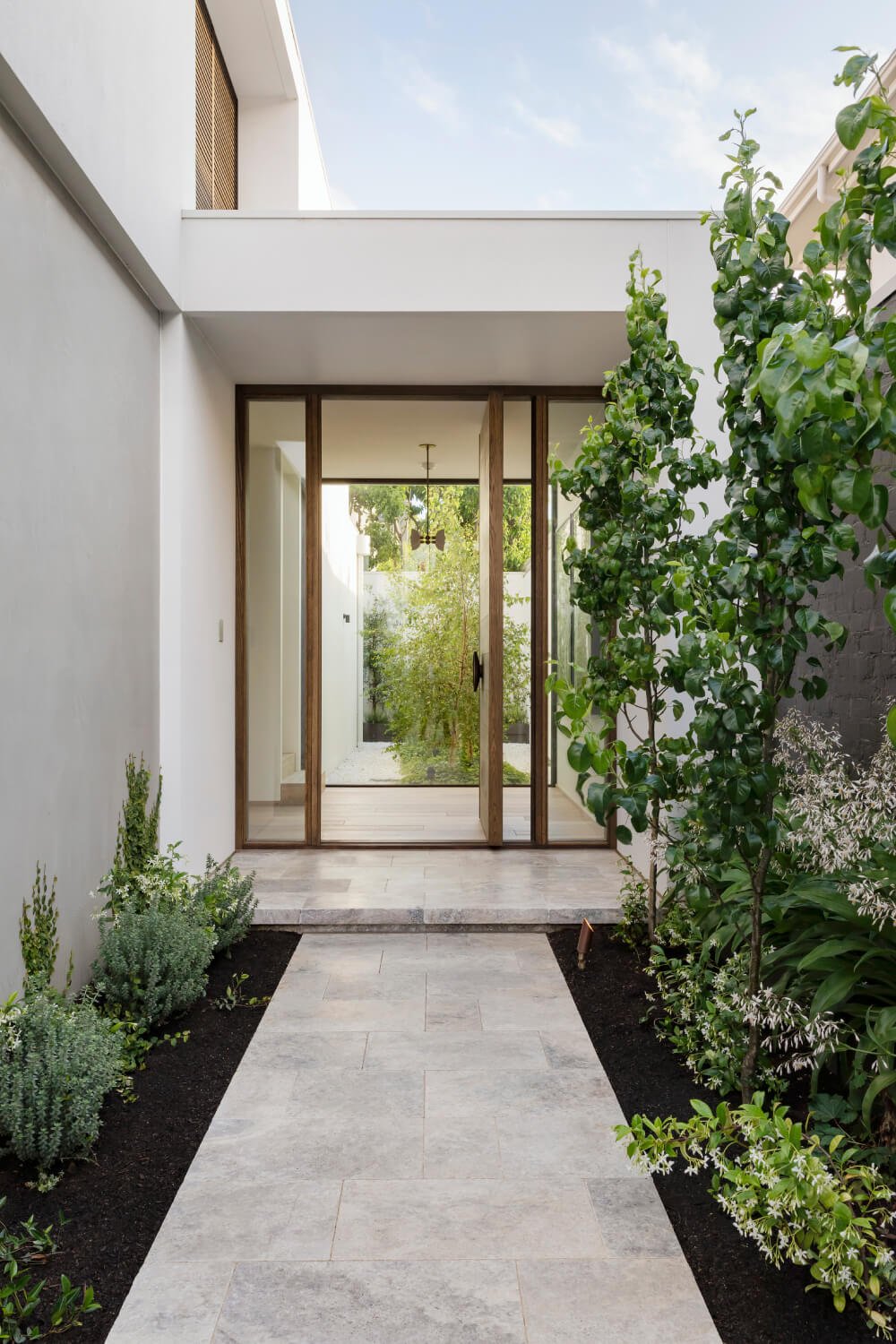 a house with a glass door