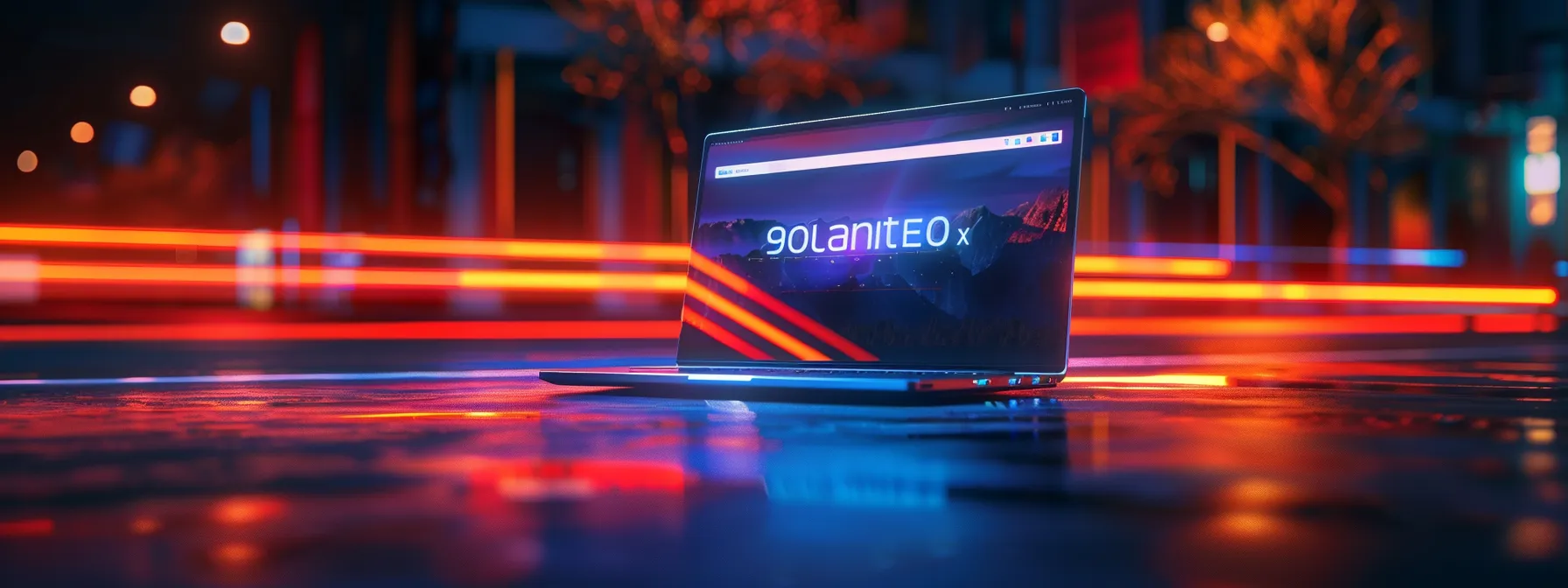 a laptop displaying a website ranking at the top of a search engine results page.