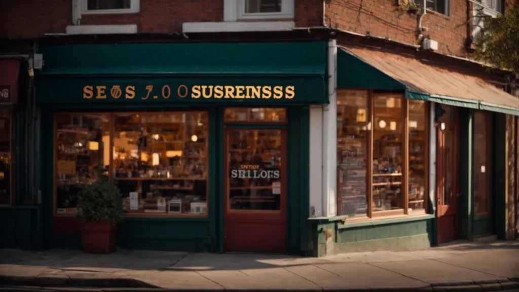 Vibrant small business storefront with a green awning, featuring large windows displaying various products, emphasizing community engagement and local commerce.