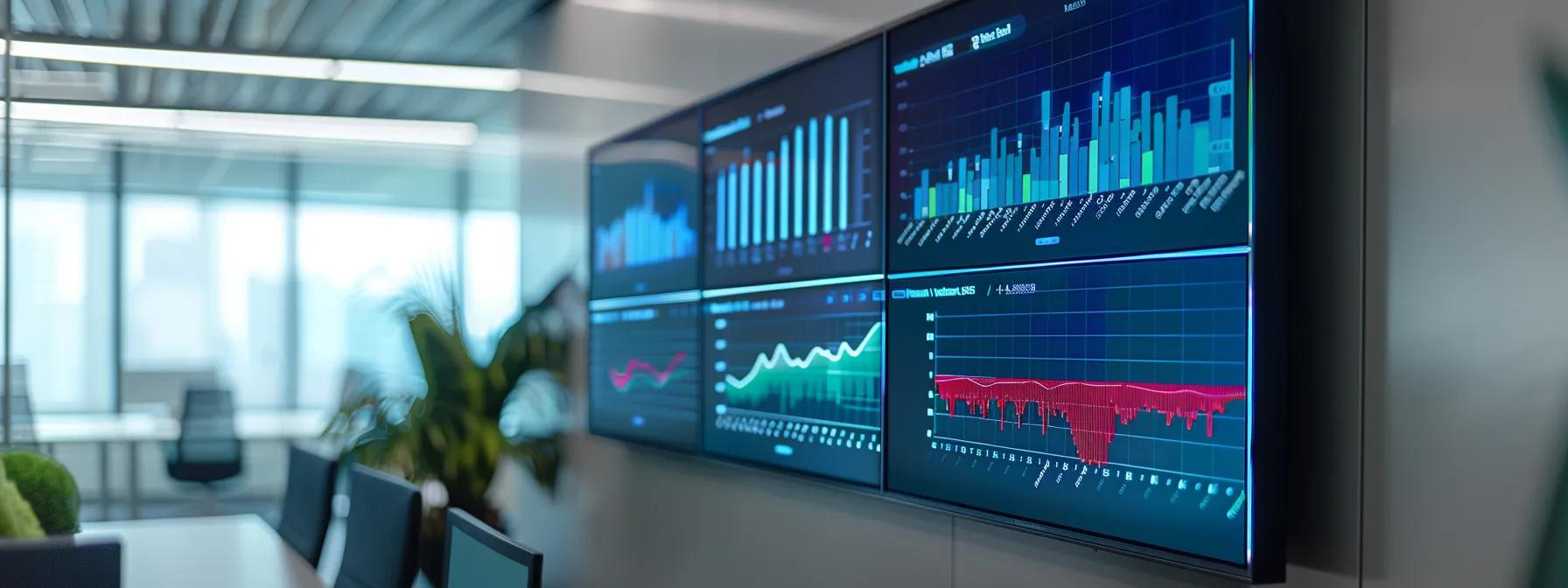 a sleek, modern office environment with a large digital screen displaying analytics graphs and colorful charts, highlighting the synergy between organic and paid search strategies in a visually engaging and informative manner. a sleek, modern office environment with a large digital screen displaying analytics graphs and colorful charts, highlighting the synergy between organic and paid search strategies in a visually engaging and informative manner.