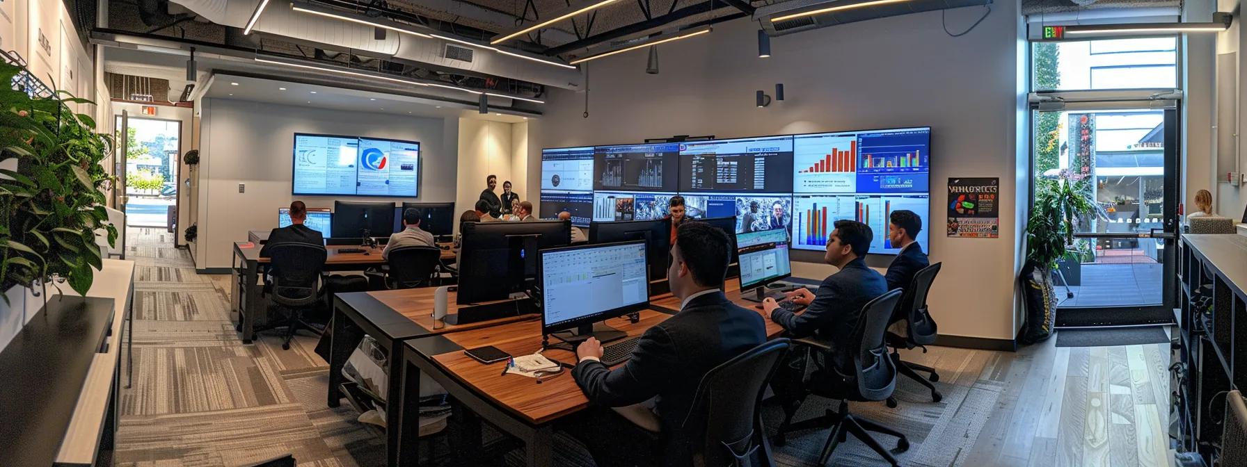 a sleek, modern office space showcases a diverse team of seo experts collaborating around a digital interface, surrounded by monitors displaying data visualizations and resource guides, emphasizing a vibrant atmosphere of professional support and innovation in digital marketing. a sleek, modern office space showcases a diverse team of seo experts collaborating around a digital interface, surrounded by monitors displaying data visualizations and resource guides, emphasizing a vibrant atmosphere of professional support and innovation in digital marketing.