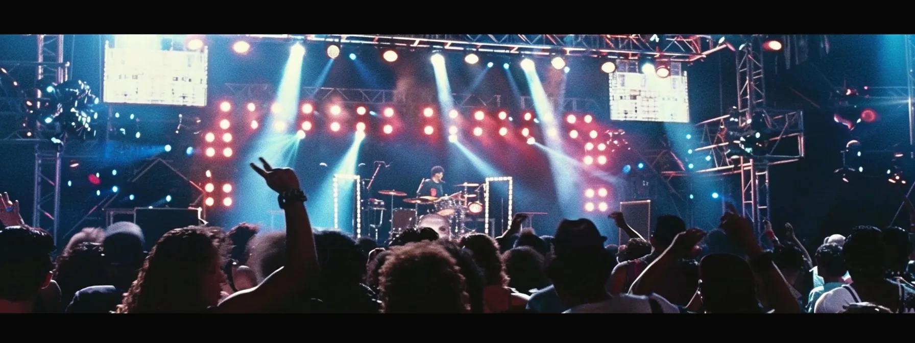 a vibrant concert scene captures the electrifying energy of an 80s live performance, featuring a dynamic artist on an elaborate stage, surrounded by dazzling lights and an enthusiastic crowd immersed in an unforgettable musical experience. a vibrant concert scene captures the electrifying energy of an 80s live performance, featuring a dynamic artist on an elaborate stage, surrounded by dazzling lights and an enthusiastic crowd immersed in an unforgettable musical experience.