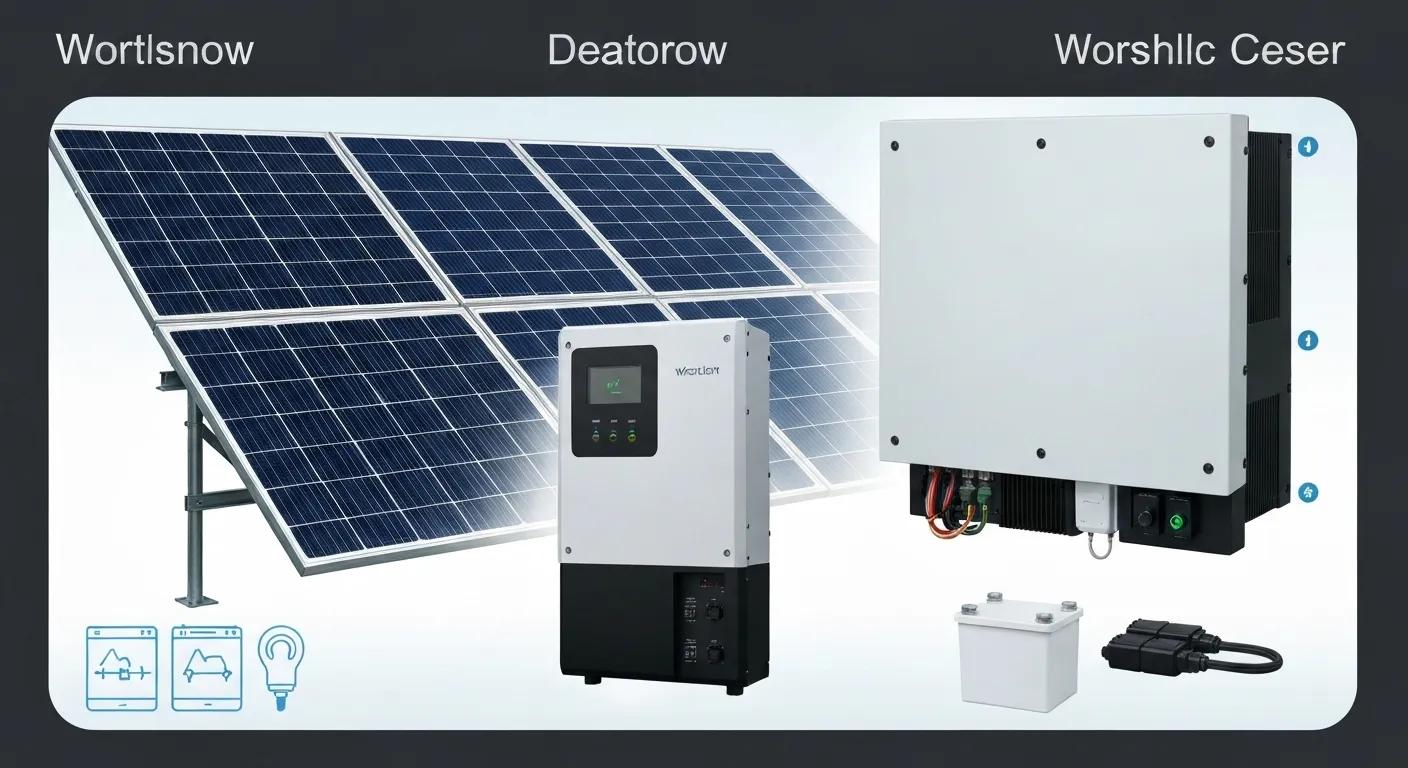 Key components of a residential solar power system including solar panels, inverter, and battery storage