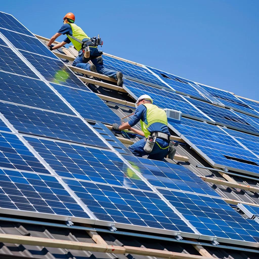 Solar panels being installed on a modern home, highlighting renewable energy integration